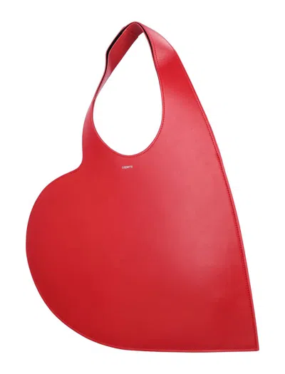 Coperni Red Heart-shaped Handbag With Embossed Logo Lettering On The Front In Leather Woman In Red