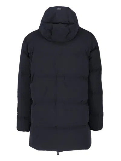 Herno Men Midi Hooded Down Jacket In Blue