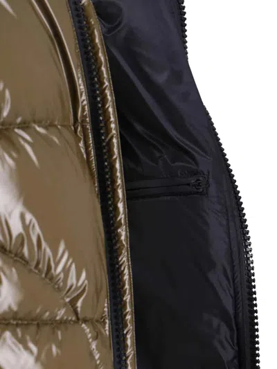 Herno Quilted Hooded Jacket Shiny Finish In Brown