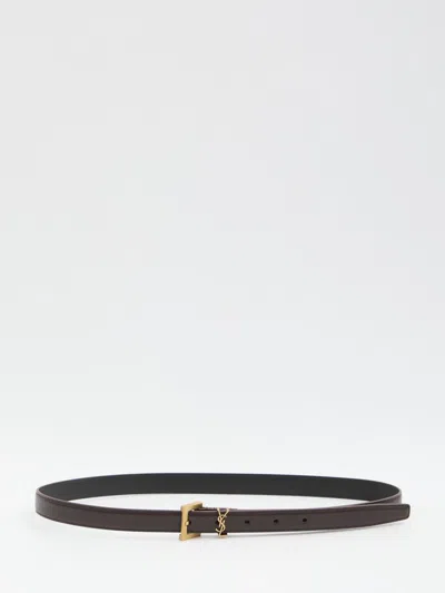 Saint Laurent Slim Cassandre Belt With Square Buckle