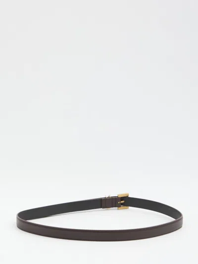 Saint Laurent Slim Cassandre Belt With Square Buckle