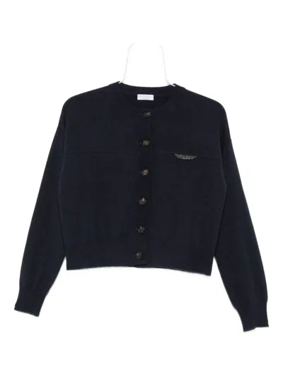 Brunello Cucinelli Cashmere Cardigan In Blue
