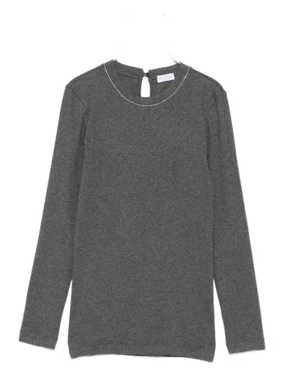 Brunello Cucinelli Cotton Crewneck Sweater In Gray