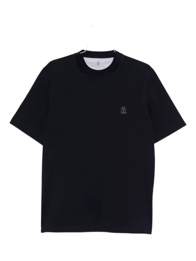 Brunello Cucinelli Cotton Jersey Crew Neck T-shirt With Logo Clothing In Black