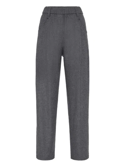 Brunello Cucinelli Wool Trousers In Gray