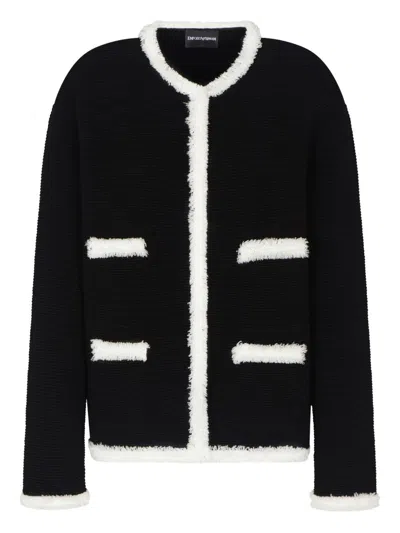 Emporio Armani Fringe-trim Ottoman Ribbed Blazer