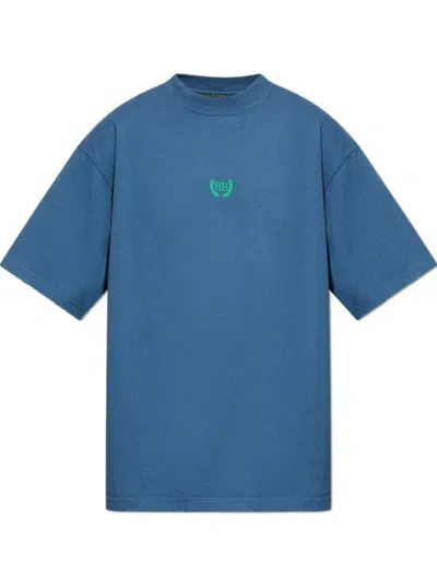 Balenciaga Men Laurel Classic T-shirt In Blue