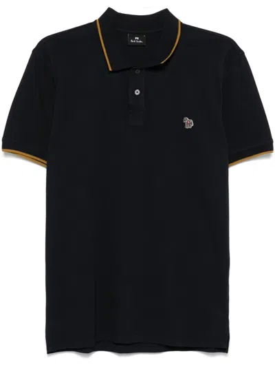 Ps By Paul Smith Ps Paul Smith Zebra Badge Cotton Polo Shirt In Black