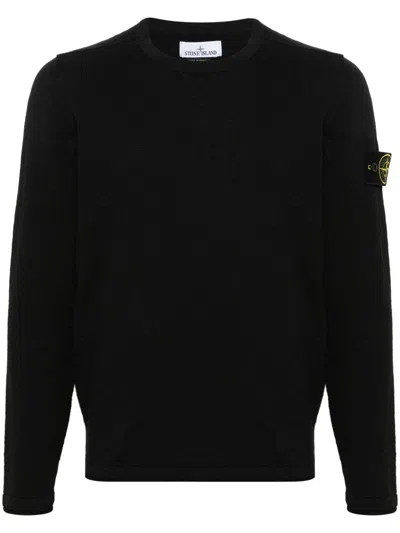 Stone Island Lightweight Wool Crew Neck Pullover In Blue