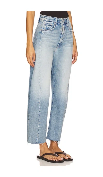 Mother Pipe-dream Button Sneak Fray Jeans In Blinded By The Dark In Blue