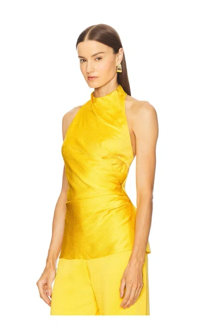 Silvia Tcherassi Dina Draped Mock-neck Halter Blouse In Yellow