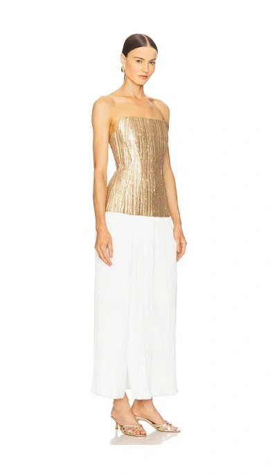 Prabal Gurung Strapless Straight Neck Sequin Dress W/ Plisse Skirt In Multi