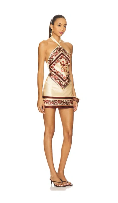 Retroféte Adelaide Floral Silk Halter Mini Dress
