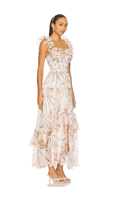 Patbo Botanic Flutter Sleeve Hi Low Maxi Dress In White