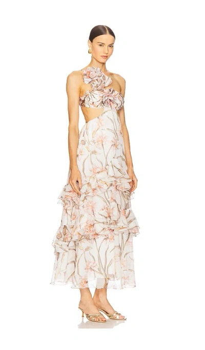 Patbo Botanic Retro Flower Applique Beach Dress In White
