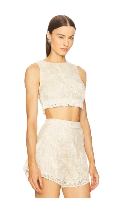 Patbo Joy Lace Fringe Top In Neutral