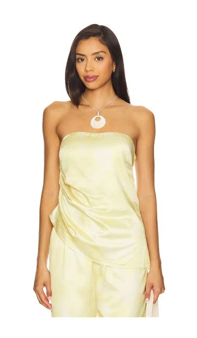 Sndys Satin Bandeau Asymmetric Hem Top