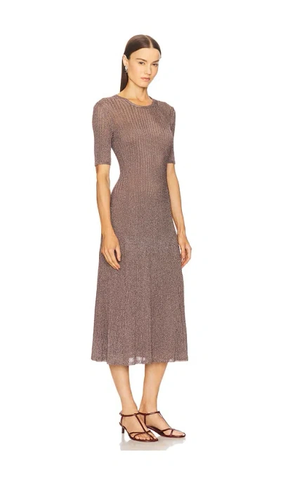 Ulla Johnson Maxine Short Sleeve Knit Midi Dress In Neutral