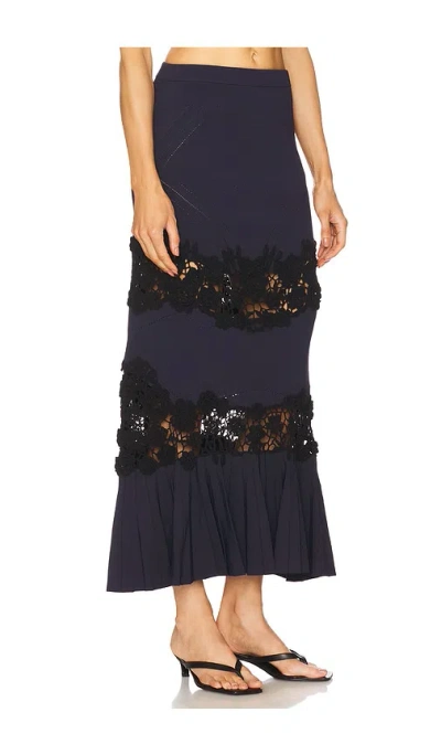 Ulla Johnson Madeline Crochet-paneled Ribbed-knit Maxi Skirt In Purple