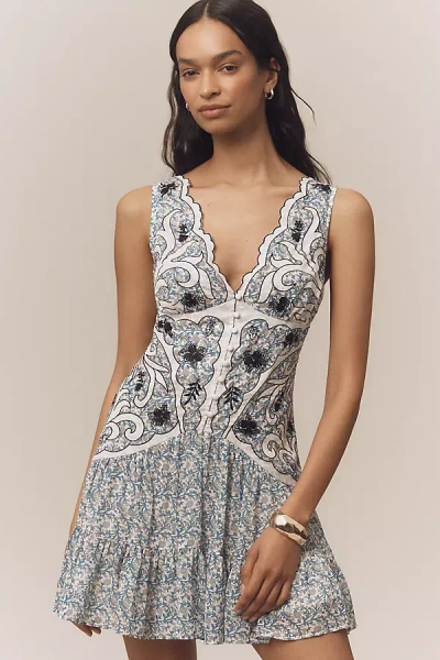 By Anthropologie V-neck Printed Mini Dress
