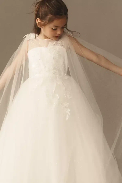 Princess Daliana Sofia Lace Floral Appliqué Tulle Flower Girl Dress