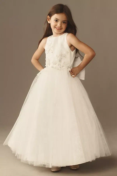 Princess Daliana Juliette Floral Appliqué Sparkle Lace Flower Girl Dress