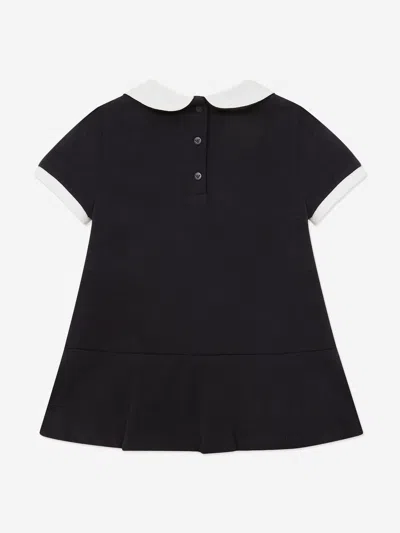 Emporio Armani Official Store Jersey Dress With Peter Pan Collar And Pleated Skirt In Black