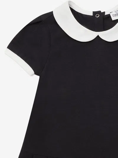 Emporio Armani Official Store Jersey Dress With Peter Pan Collar And Pleated Skirt In Black