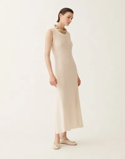 Fabiana Filippi Wool And Silk Dress With Sequins In White