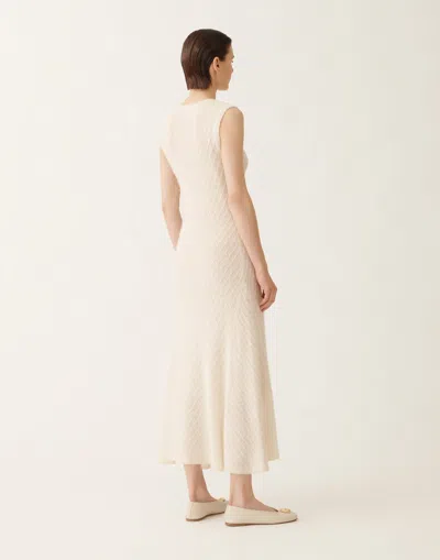 Fabiana Filippi Wool And Silk Dress With Sequins In White
