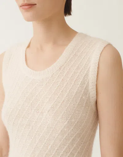 Fabiana Filippi Wool And Silk Dress With Sequins In White