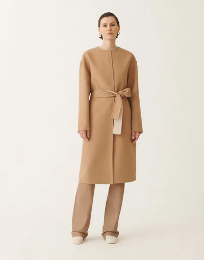Fabiana Filippi Double Wool Coat In Neutral