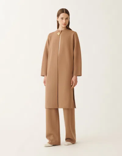 Fabiana Filippi Merino Wool Coat In Brown