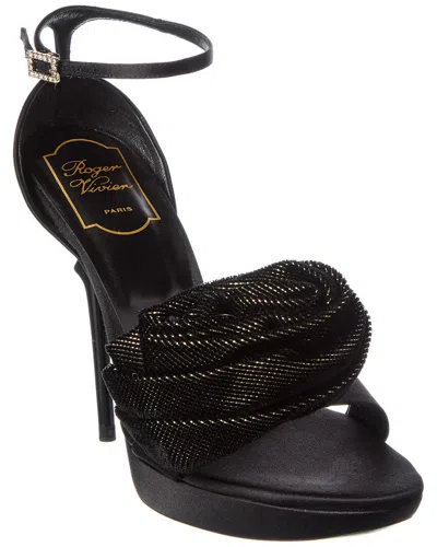 Roger Vivier Rose Satin & Velvet Platform Sandal