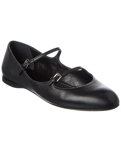 Max Mara Circus Leather Mary Jane Flats In Black