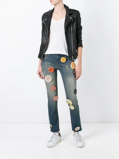Shop Each X Other Pin Buttons Embellished Jeans In Blue