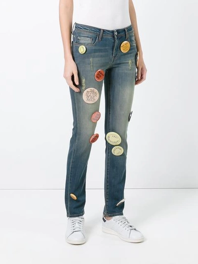 Shop Each X Other Pin Buttons Embellished Jeans In Blue