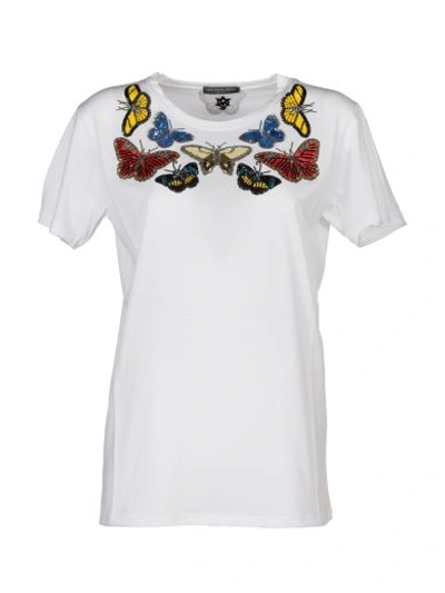 Shop Alexander Mcqueen Embroidered Butterfly T-shirt In White