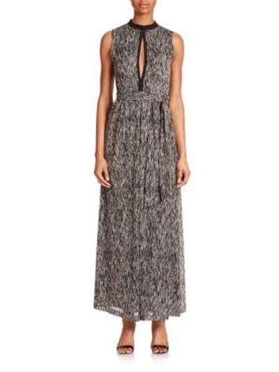 Shop Alice And Olivia Ramon Mockneck Keyhole Gown In Black-cream
