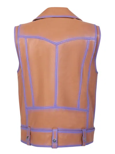 Stand Studio Tan And Lilac Biker Vest In Pink