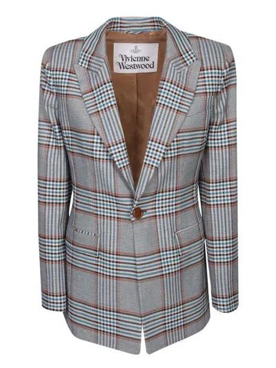 Vivienne Westwood Checked Single-breasted Blazer In Gray