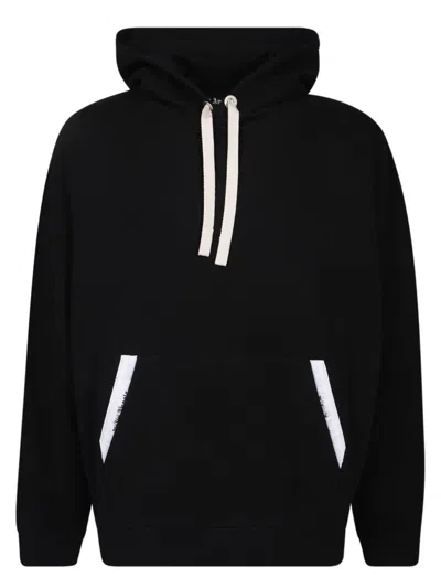 Palm Angels Relaxed-fit Cotton Hoodie With Contrasting Drawstrings In Black