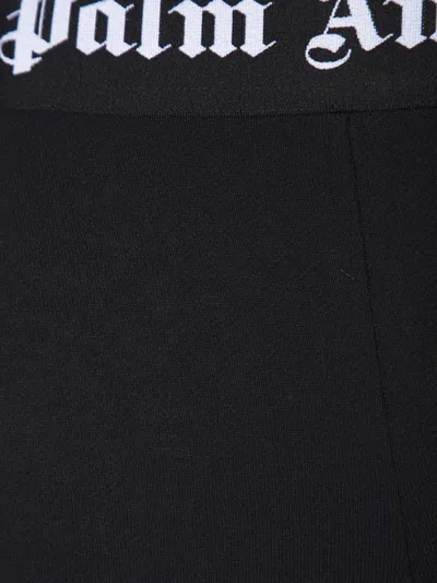 Palm Angels Logo Lurex Flared Trousers In Black