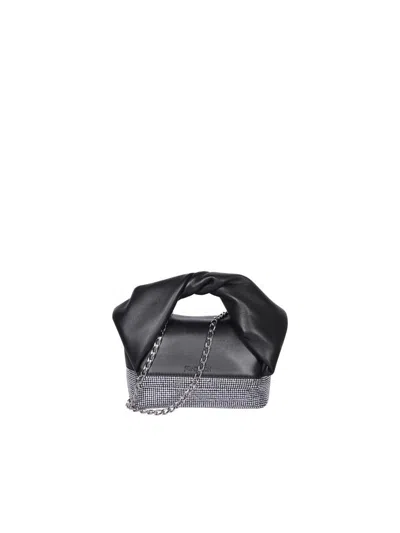 Jw Anderson Twister Midi Bag With Crystals In Black