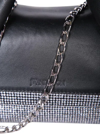 Jw Anderson Twister Midi Bag With Crystals In Black