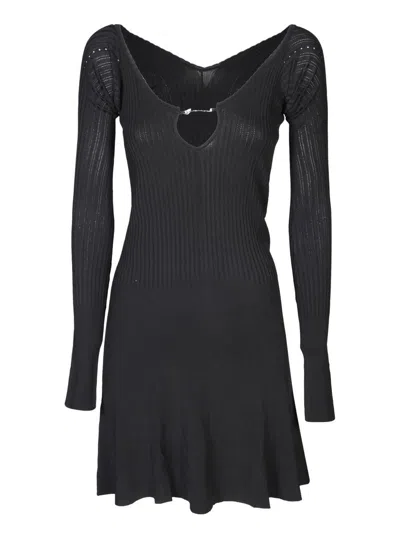 Jacquemus Womens Black Logo-plaque Slim-fit Knitted Mini Dress In Black