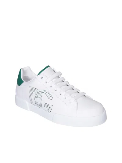Dolce & Gabbana Calfskin Portofino Sneakers In White