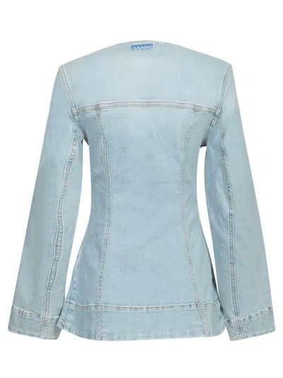 Ganni Women Denim Blazer In Blue