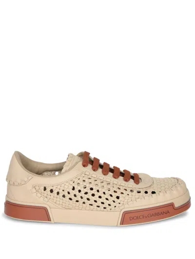 Dolce & Gabbana Cappuccino Leather Portofino Sneakers