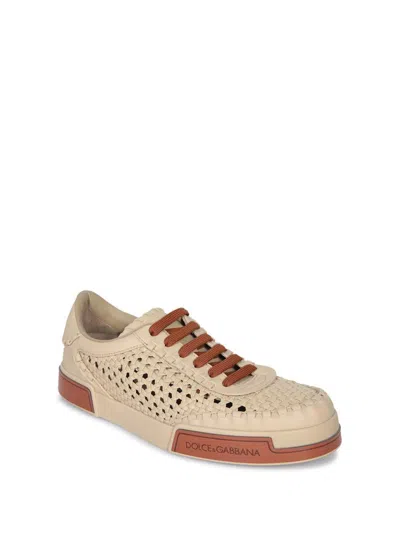 Dolce & Gabbana Cappuccino Leather Portofino Sneakers